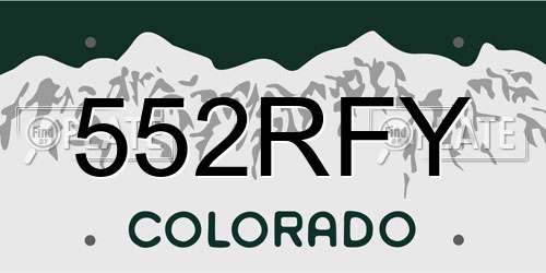 552RFY Colorado License Plate