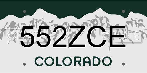 552ZCE Colorado License Plate