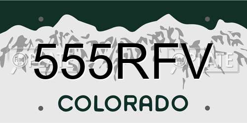 555RFV Colorado License Plate