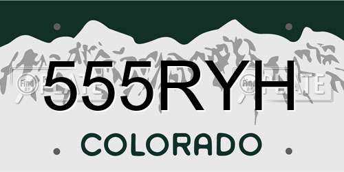 555RYH Colorado License Plate