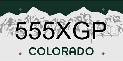 555XGP Colorado License Plate