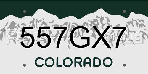 557GX7 Colorado License Plate