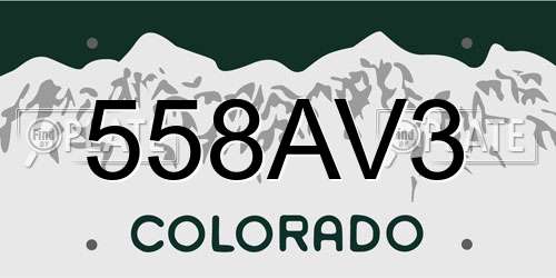 558AV3 Colorado License Plate
