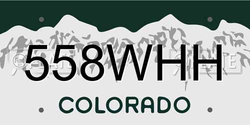 558WHH Colorado License Plate