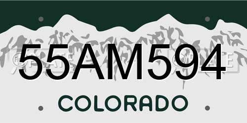 55AM594 Colorado License Plate