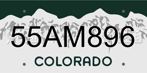 55AM896 Colorado License Plate