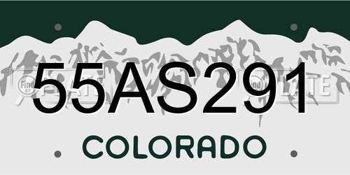 55AS291 Colorado License Plate