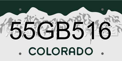 55GB516 Colorado License Plate