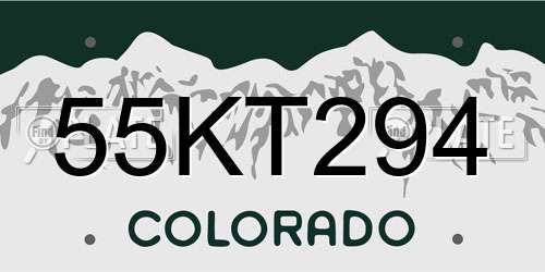 55KT294 Colorado License Plate