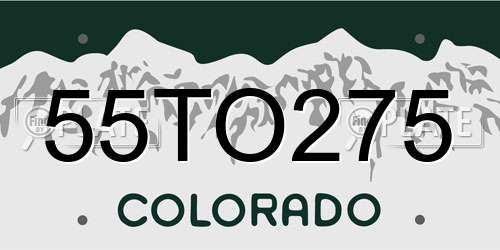 55TO275 Colorado License Plate