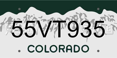 55VT935 Colorado License Plate
