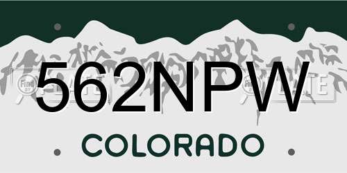 562NPW Colorado License Plate