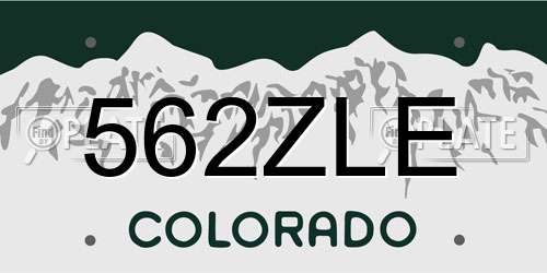 562ZLE Colorado License Plate