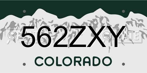 562ZXY Colorado License Plate