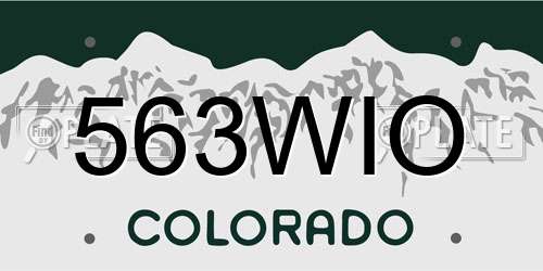 563WIO Colorado License Plate