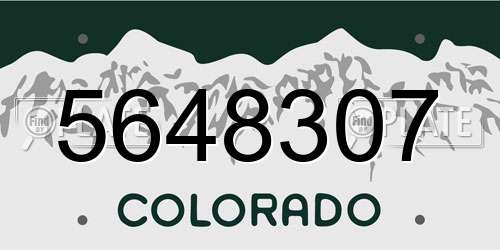5648307 Colorado License Plate