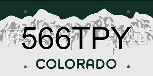 566TPY Colorado License Plate