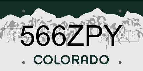 566ZPY Colorado License Plate