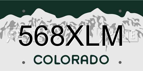 568XLM Colorado License Plate