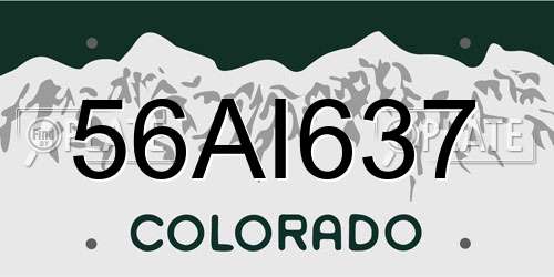56AI637 Colorado License Plate