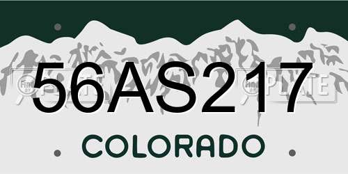 56AS217 Colorado License Plate