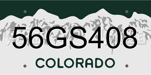 56GS408 Colorado License Plate