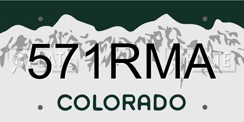 571RMA Colorado License Plate