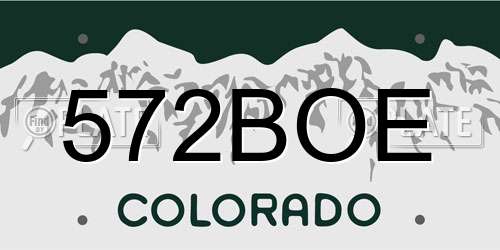 572BOE Colorado License Plate