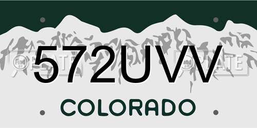 572UVV Colorado License Plate