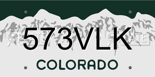 573VLK Colorado License Plate