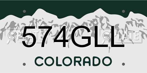 574GLL Colorado License Plate