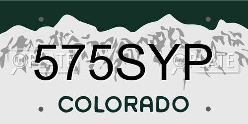 575SYP Colorado License Plate