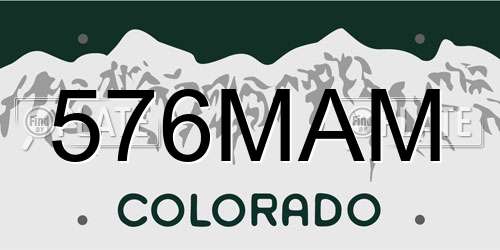 576MAM Colorado License Plate
