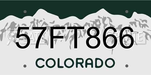 57FT866 Colorado License Plate