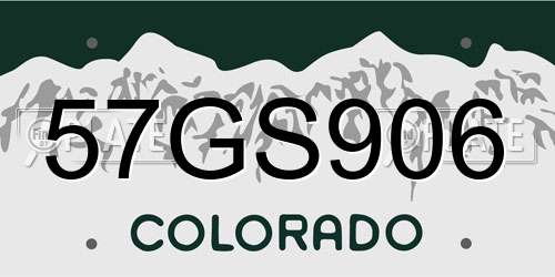 57GS906 Colorado License Plate
