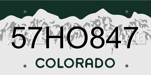 57HO847 Colorado License Plate
