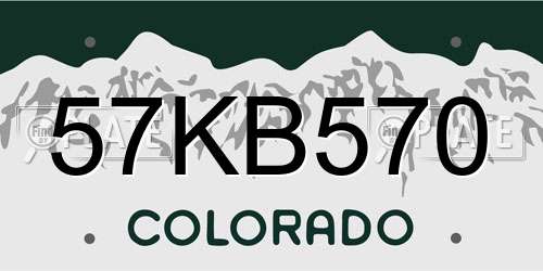 57KB570 Colorado License Plate