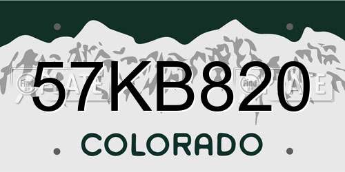 57KB820 Colorado License Plate
