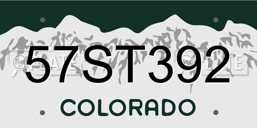 57ST392 Colorado License Plate