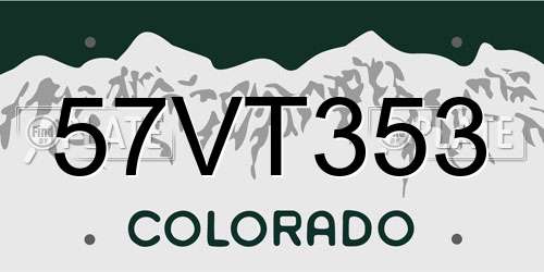 57VT353 Colorado License Plate