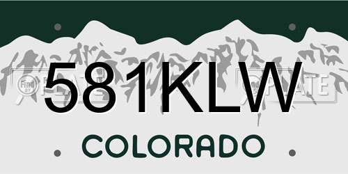 581KLW Colorado License Plate
