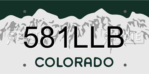 581LLB Colorado License Plate