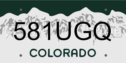 581UGQ Colorado License Plate