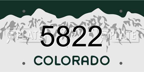 5822 Colorado License Plate