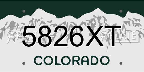 5826XT Colorado License Plate