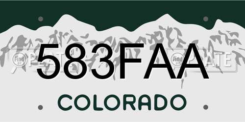 583FAA Colorado License Plate