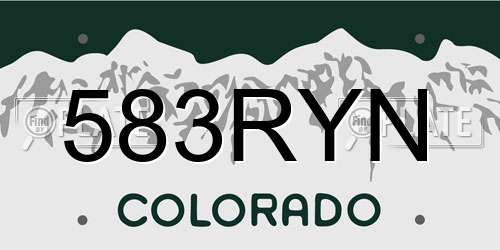 583RYN Colorado License Plate