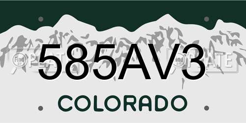585AV3 Colorado License Plate