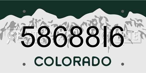 58688I6 Colorado License Plate