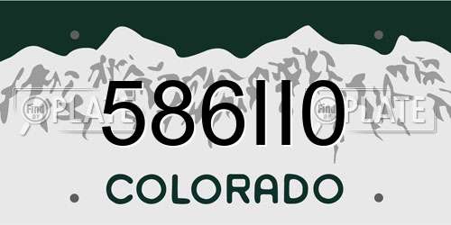 586II0 Colorado License Plate